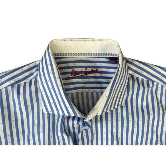 Robert Graham Men’s XL Shirt Long Sleeve Knowledge Wisdom Blue White Paisley - Picture 5 of 9